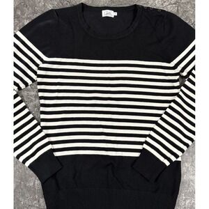 Cielo Womens Soft And Sexy Perfect Stretch Button Shoulder Sweater Striped M